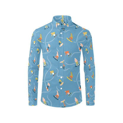 Snowboard Print Design LKS303 Men's Long Sleeve Dress Shirt