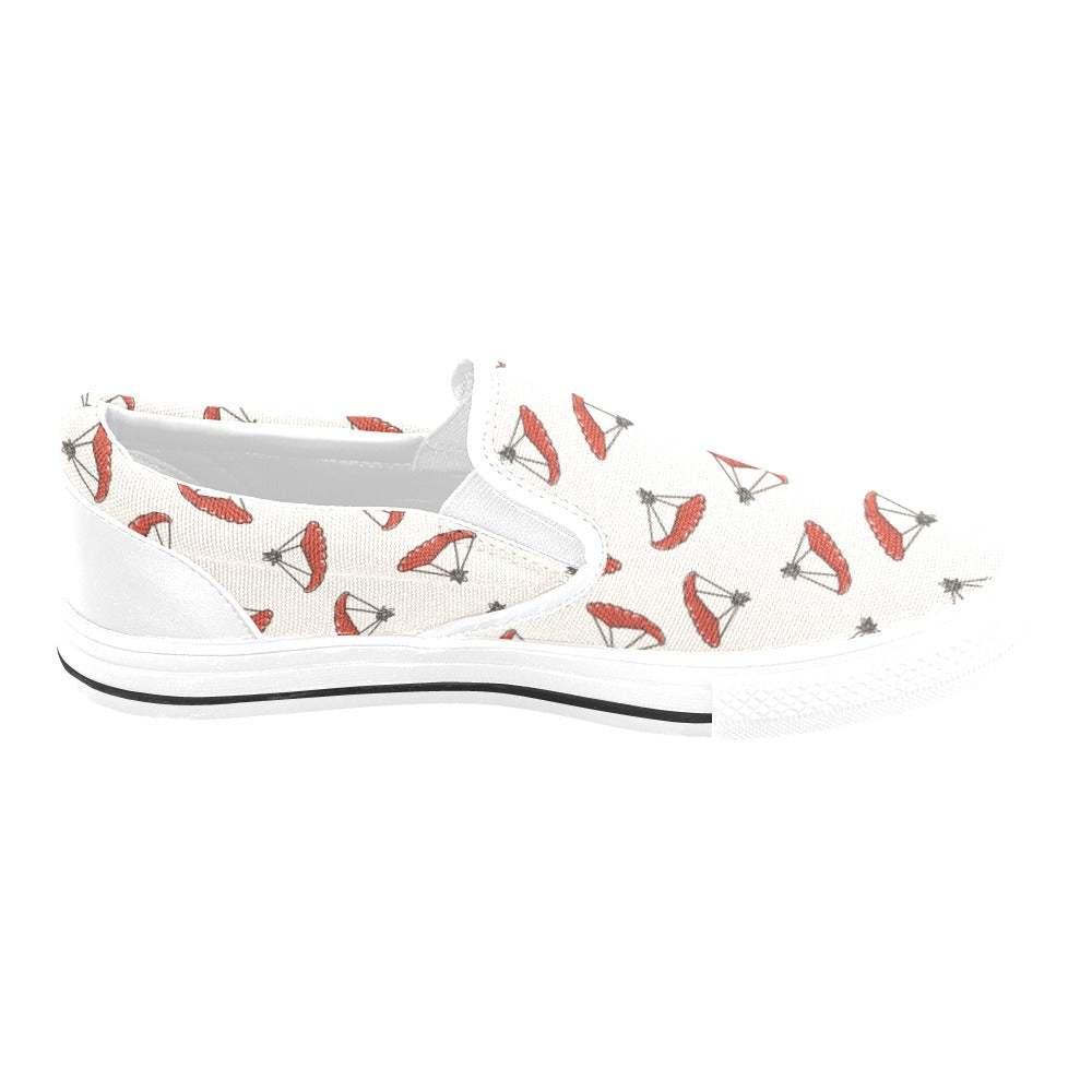 Skydiver Print Design LKS302 White Slip Ons Canvas Women's Shoes