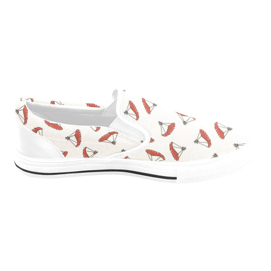 Skydiver Print Design LKS302 White Slip Ons Canvas Women's Shoes