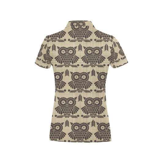 Owl Pattern Print Design A01 Women's Polo Shirt