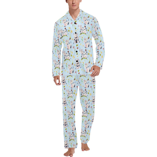 Cow Happy Pattern Print Design 05 Men's Long Pajama Set