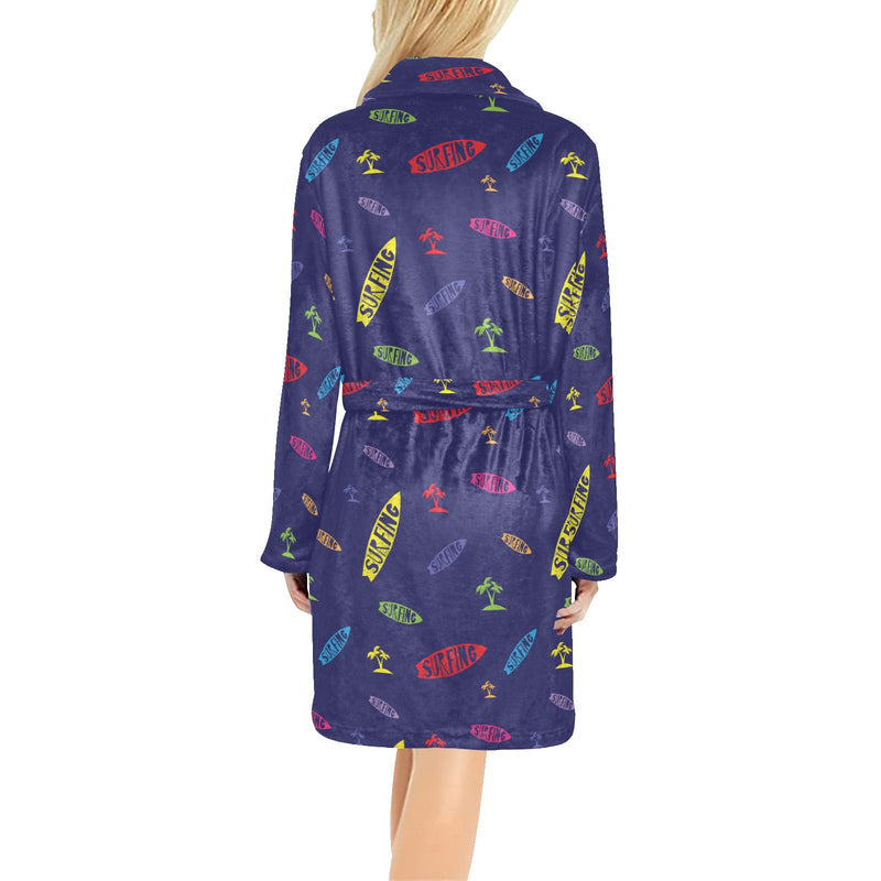 Surfboard Print Design LKS305 Women's Fleece Robe