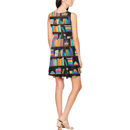 Book Pattern Print Design 05 Sleeveless Dress