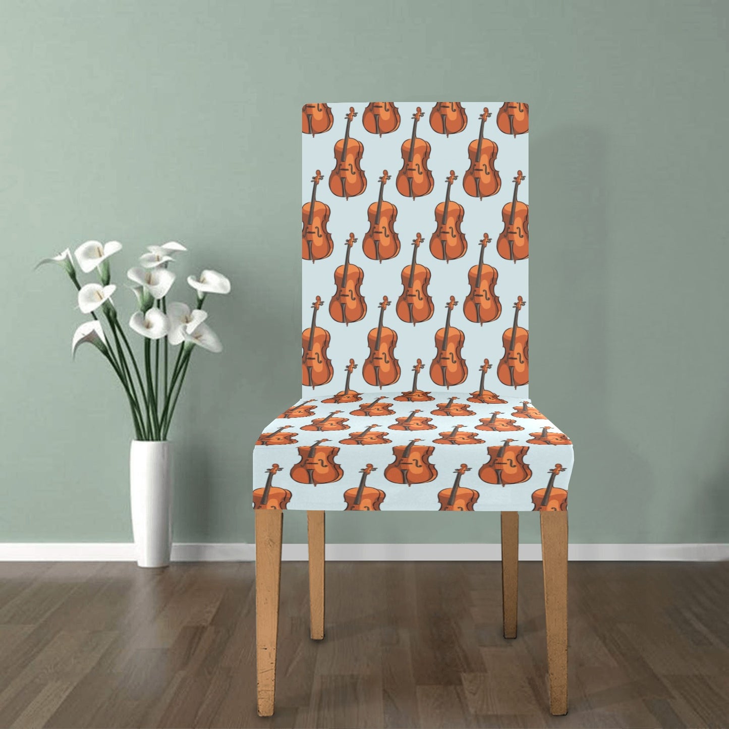 Violin Print Design LKS406 Dining Chair Slipcover