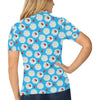 Ladybug with Daisy Themed Print Pattern Women's Polo Shirt