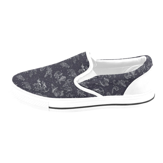 Zodiac Print Design LKS304 White Slip Ons Canvas Women's Shoes