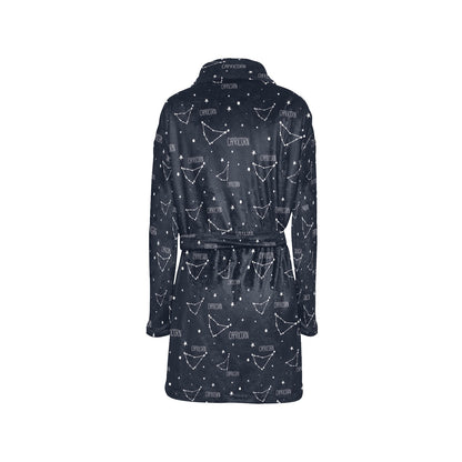 Capricorn Zodiac Pattern Print Design 01 Women's Fleece Robe