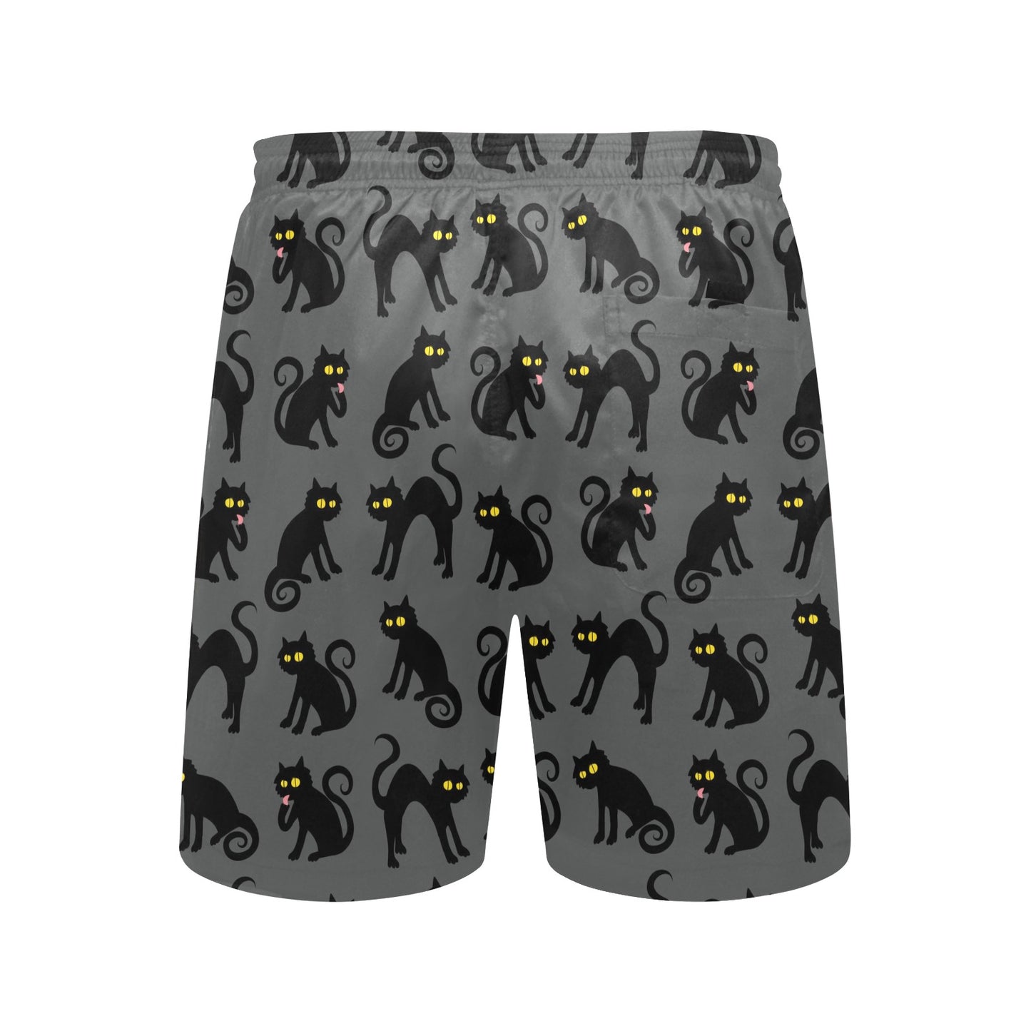 Black Cat Cute Print Pattern Men's Swim Trunks Beach Shorts