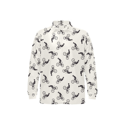Mountain bike Pattern Print Design 01 Long Sleeve Polo Shirt For Men's