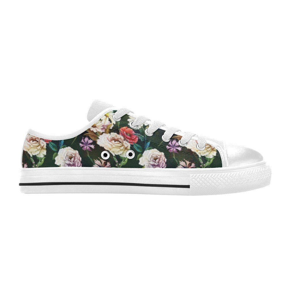 Summer Floral Print Design LKS303 Women's White Low Top Shoes