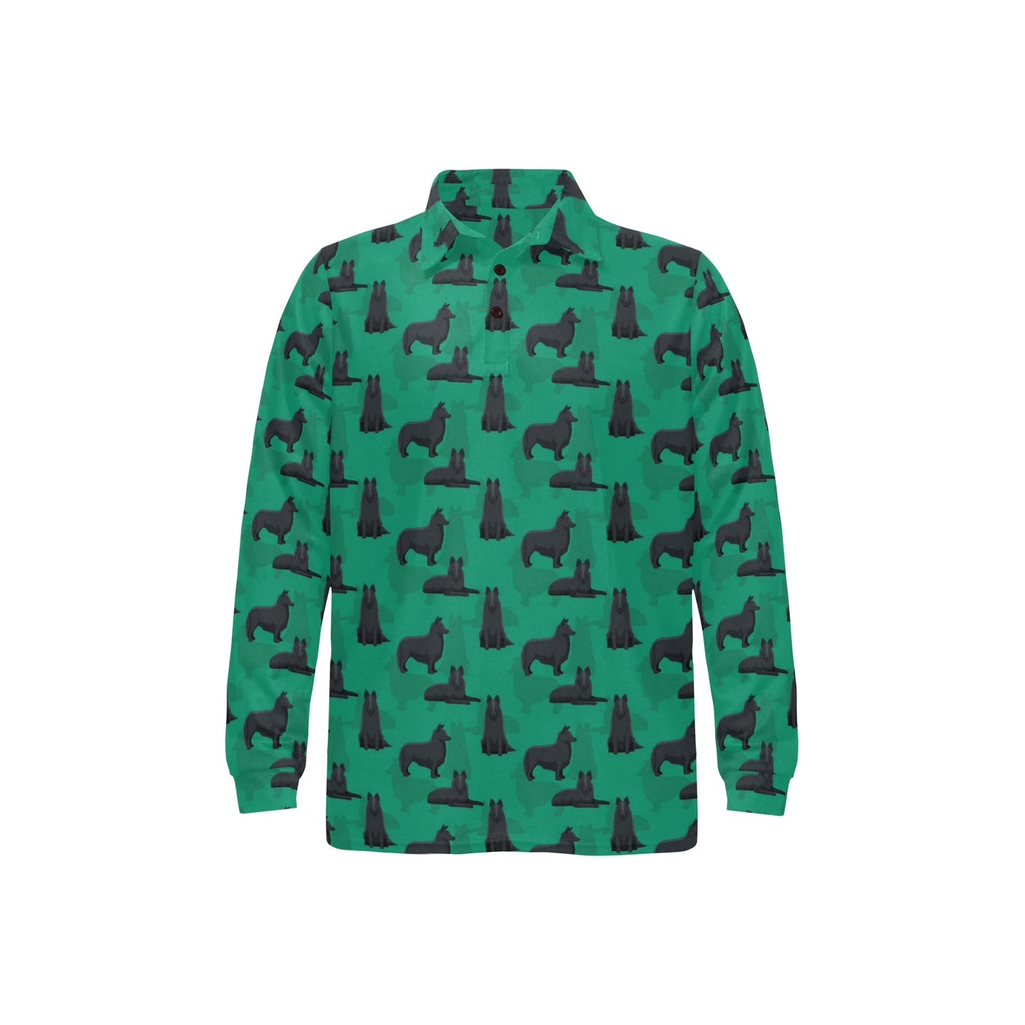 Belgian Sheepdog Pattern Print Design 01 Long Sleeve Polo Shirt For Men's