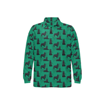 Belgian Sheepdog Pattern Print Design 01 Long Sleeve Polo Shirt For Men's