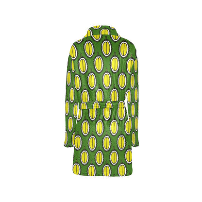 Durian Pattern Print Design DR01 Women's Fleece Robe