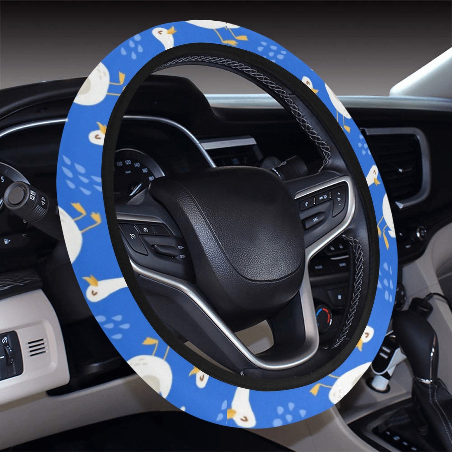 Goose Print Design LKS402 Steering Wheel Cover with Elastic Edge