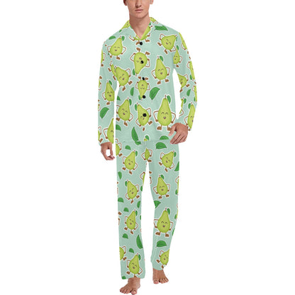 Avocado Pattern Print Design AC011 Men's Long Pajama Set