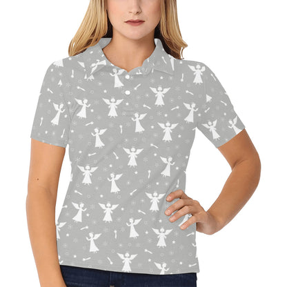 Angel Pattern Print Design 03 Women's Polo Shirt
