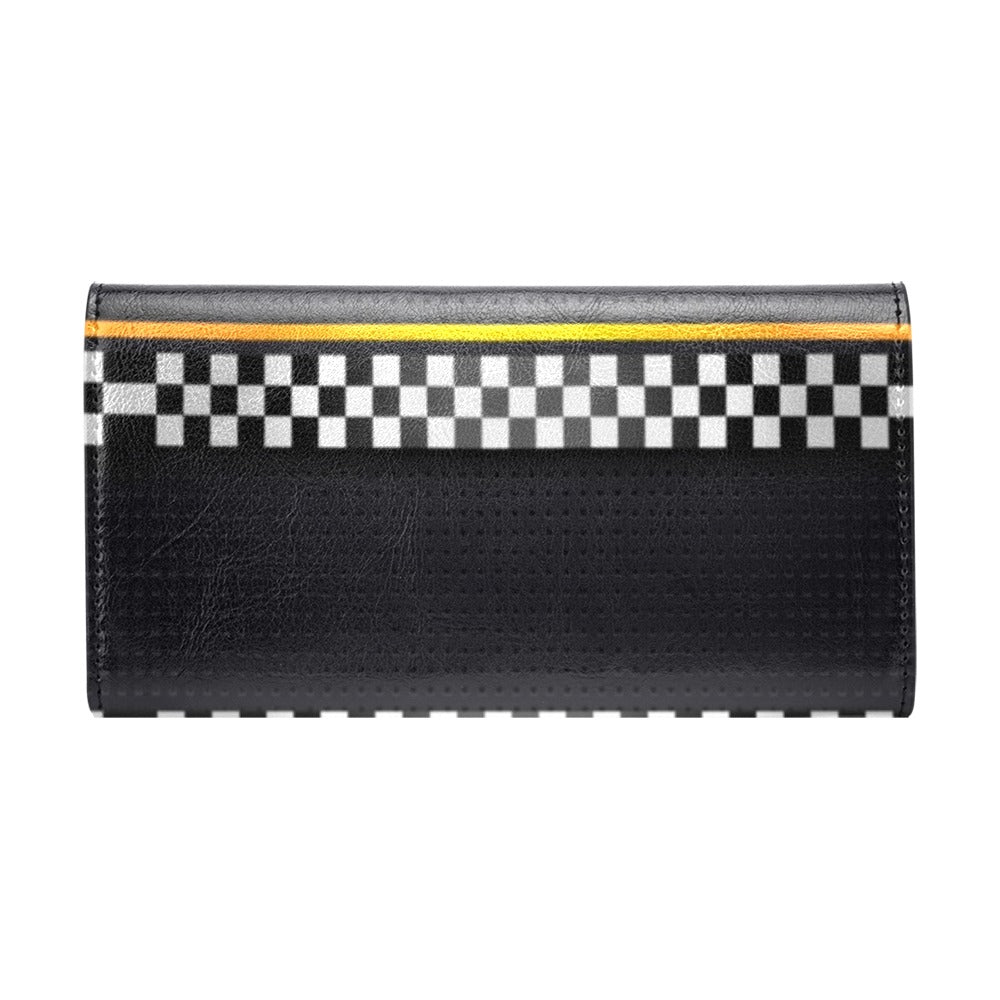 Checkered Flag Yellow Line Style Women's Trifold Wallet