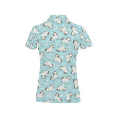 Horse Cute Print Design LKS306 Women's Polo Shirt