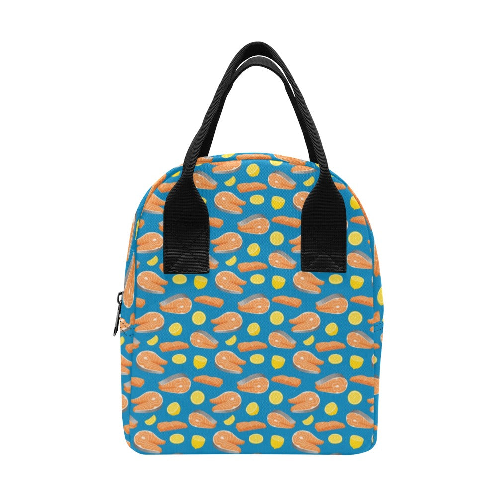 Salmon Steak With Lemon Print Design LKS308 Insulated Lunch Bag