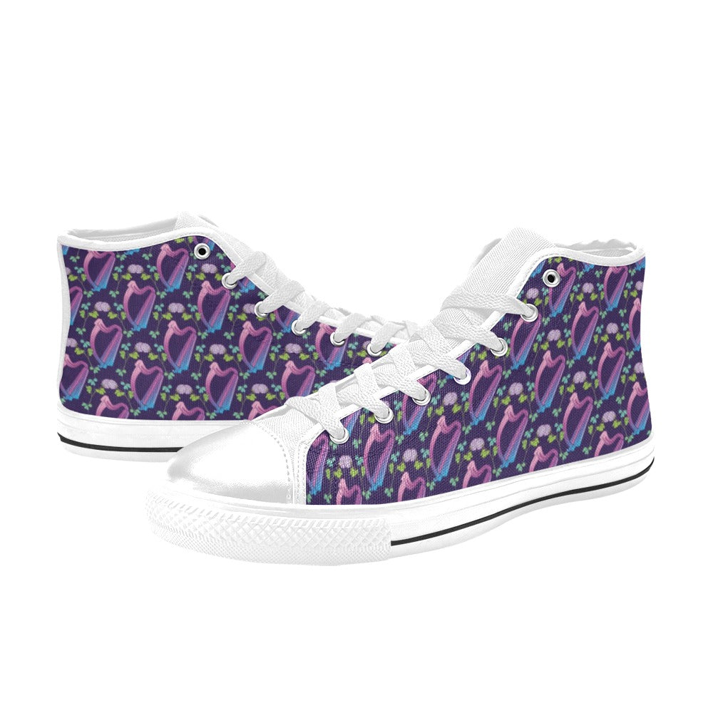 Harp Print Design LKS403 Men's High Top Canvas Shoes