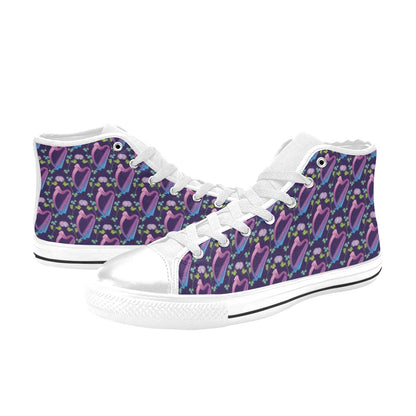 Harp Print Design LKS403 Men's High Top Canvas Shoes