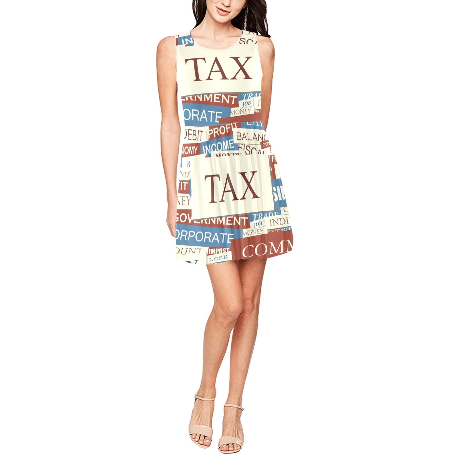 Accounting Financial Pattern Print Design 01 Sleeveless Dress