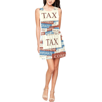 Accounting Financial Pattern Print Design 01 Sleeveless Dress