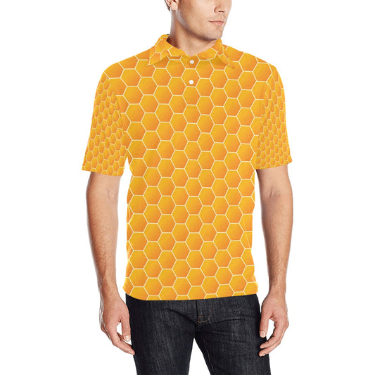 Honey Bee Honeycomb Print Design LKS3011 Men Polo Shirt