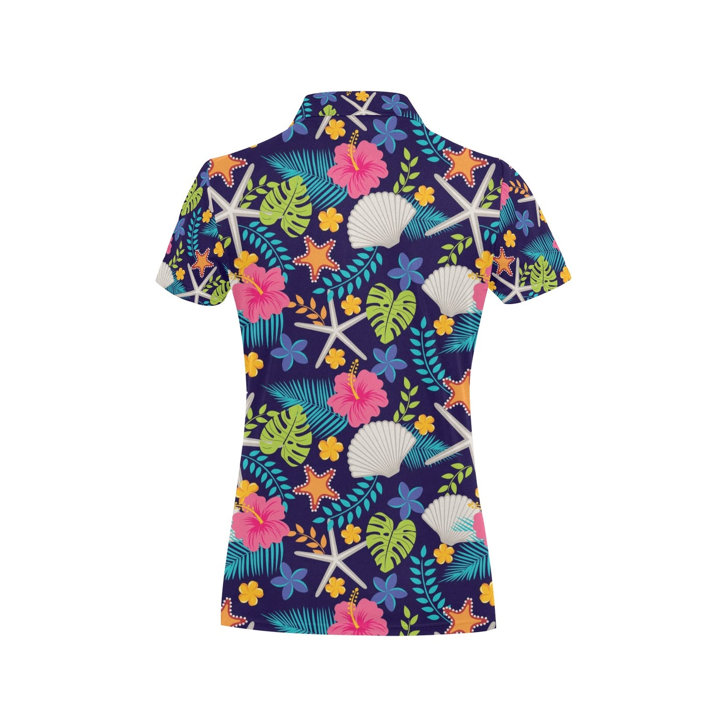 Beach Seashell Floral Theme Women's Polo Shirt