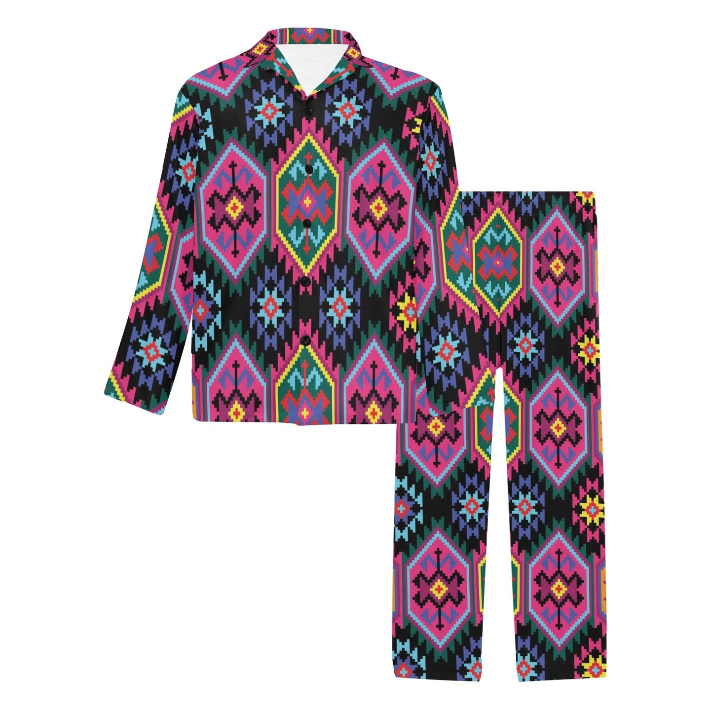 Mexican Pattern Print Design 02 Men's Long Pajama Set