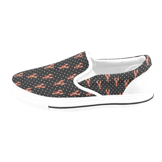 Lobster Print Design LKS401 White Slip Ons Canvas Women's Shoes