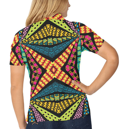 Kaleidoscope Pattern Print Design 05 Women's Polo Shirt