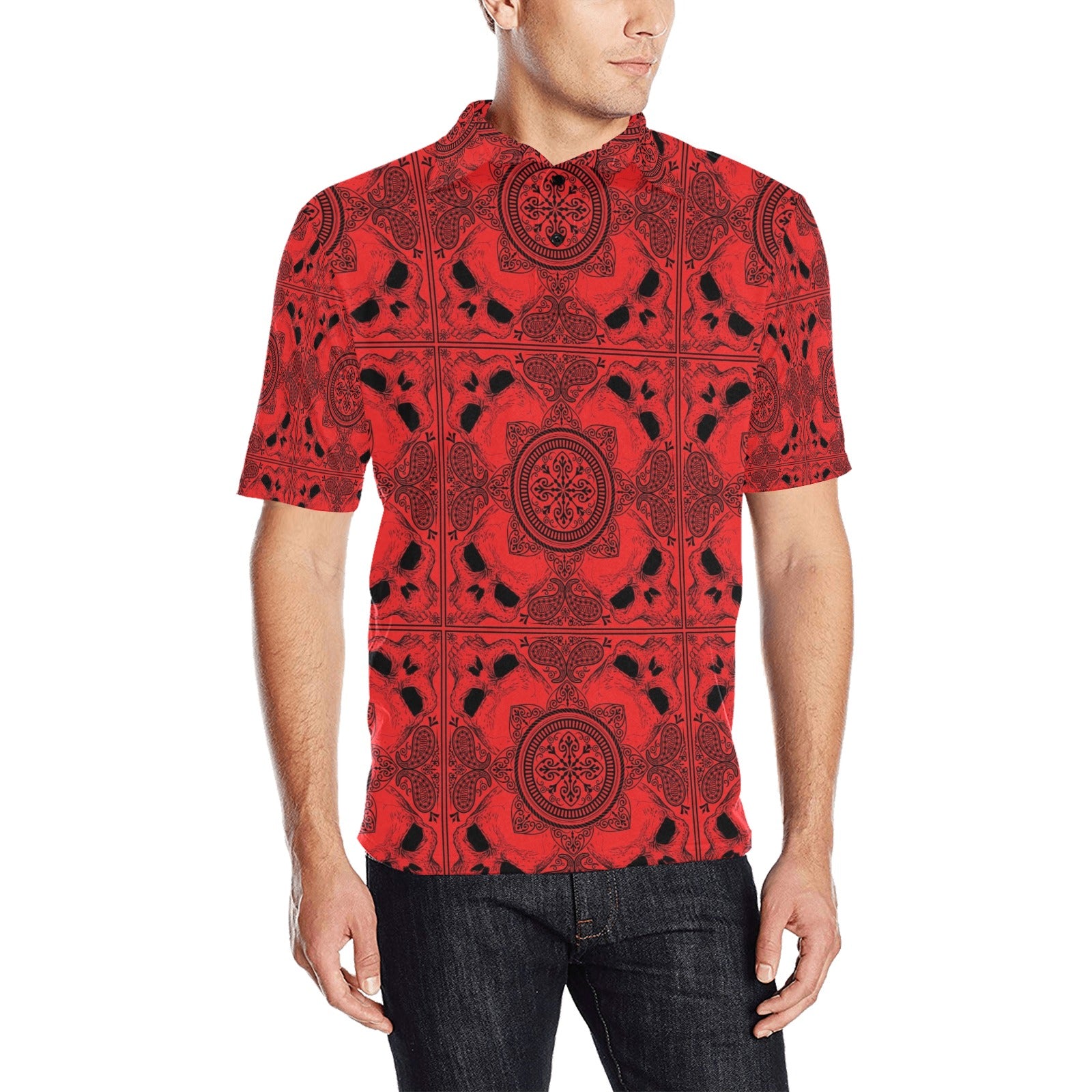 Bandana Red Print Design LKS304 Men Polo Shirt