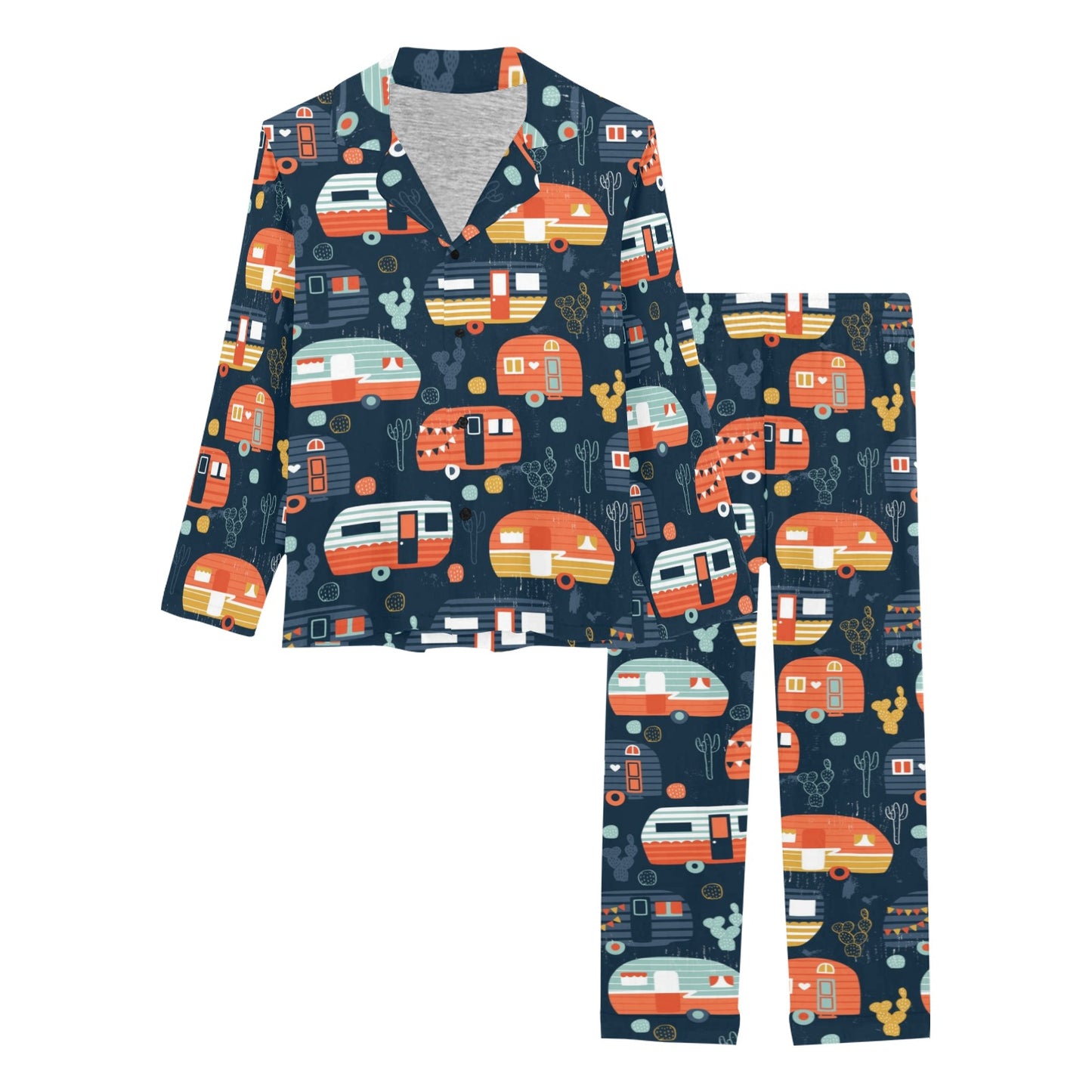 Camper Caravan Print Pattern Women's Long Pajama Set