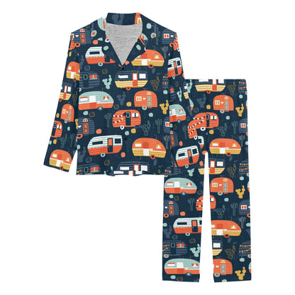 Camper Caravan Print Pattern Women's Long Pajama Set