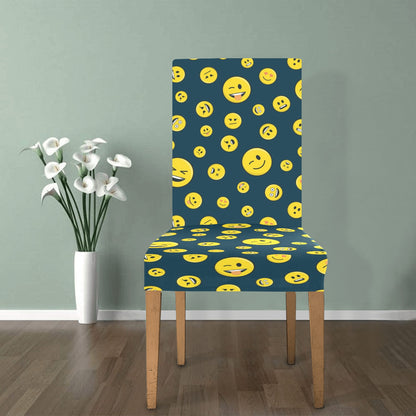 Smiley Face Emoji Print Design LKS301 Dining Chair Slipcover