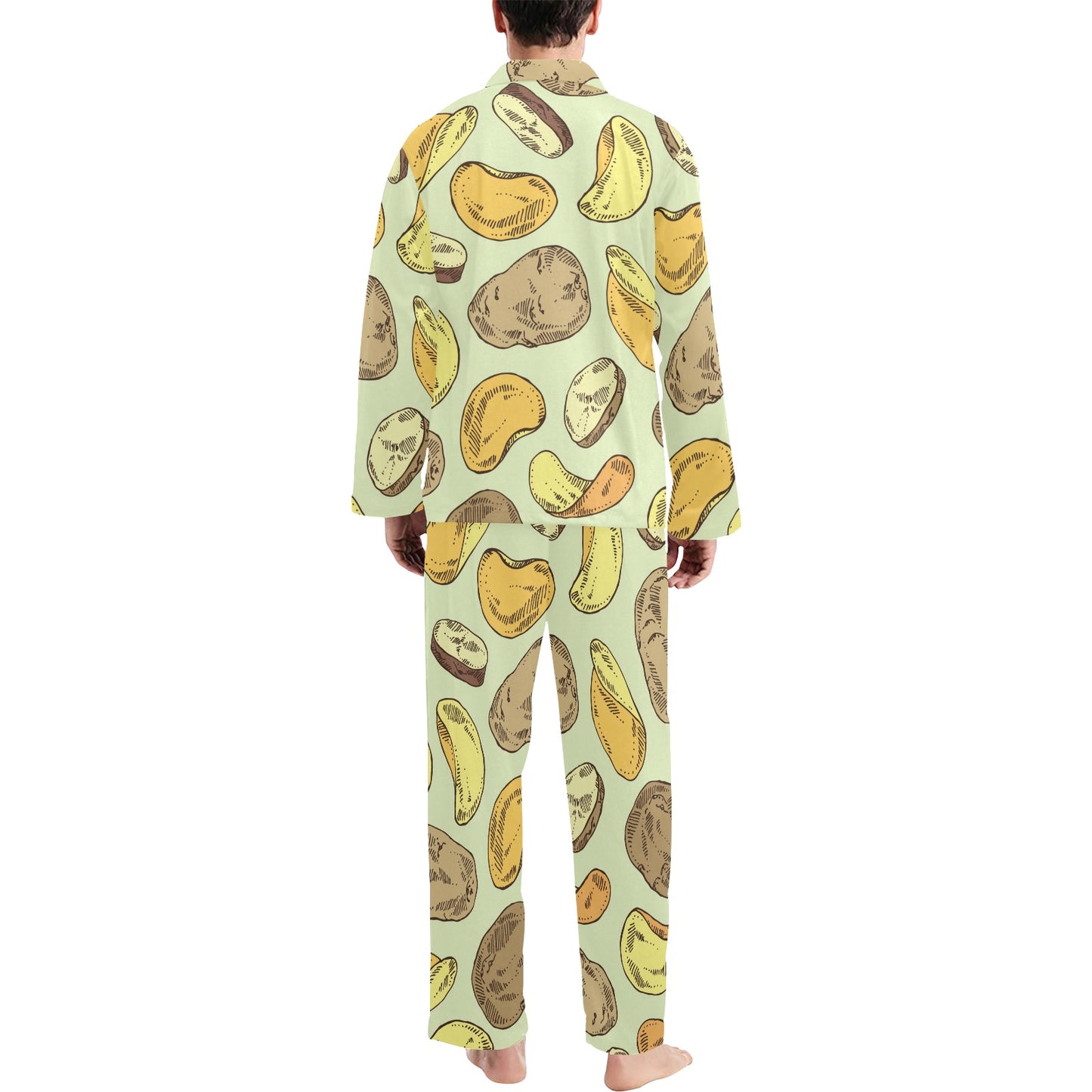 Potato Pattern Print Design A03 Men's Long Pajama Set