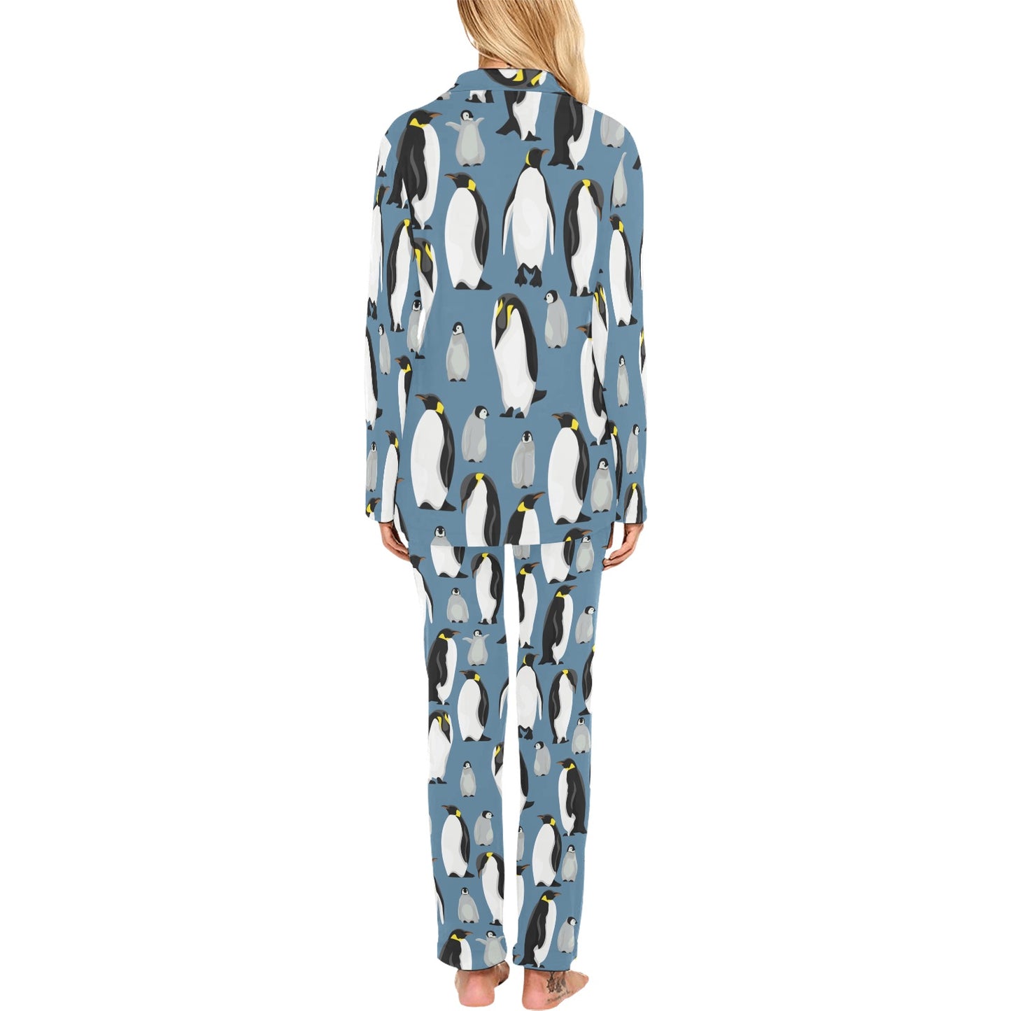 Penguin Pattern Print Design A03 Women's Long Pajama Set