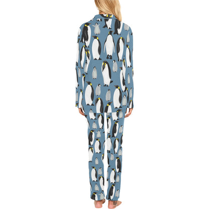 Penguin Pattern Print Design A03 Women's Long Pajama Set