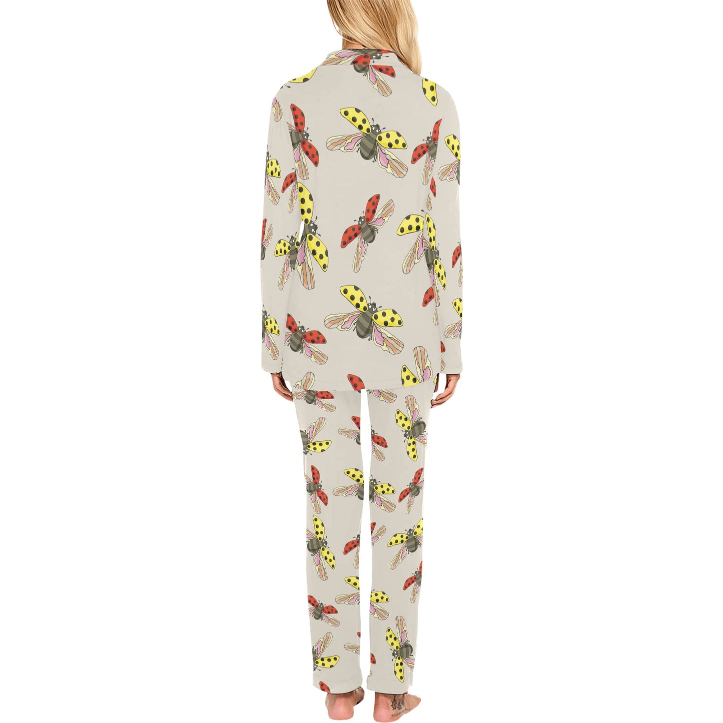Ladybug Pattern Print Design 04 Women's Long Pajama Set
