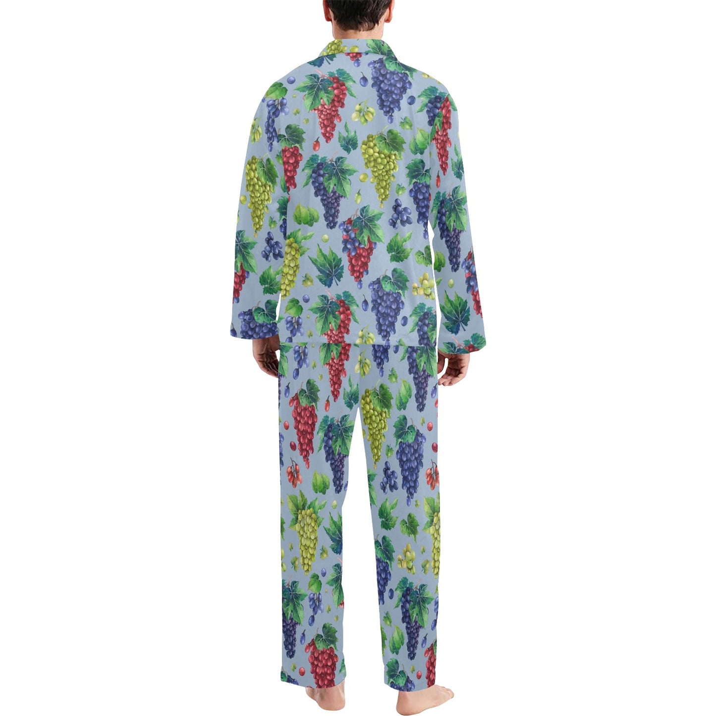 Grape Pattern Print Design GP06 Men's Long Pajama Set