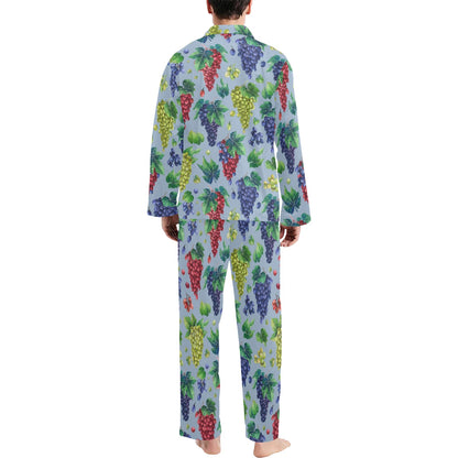 Grape Pattern Print Design GP06 Men's Long Pajama Set