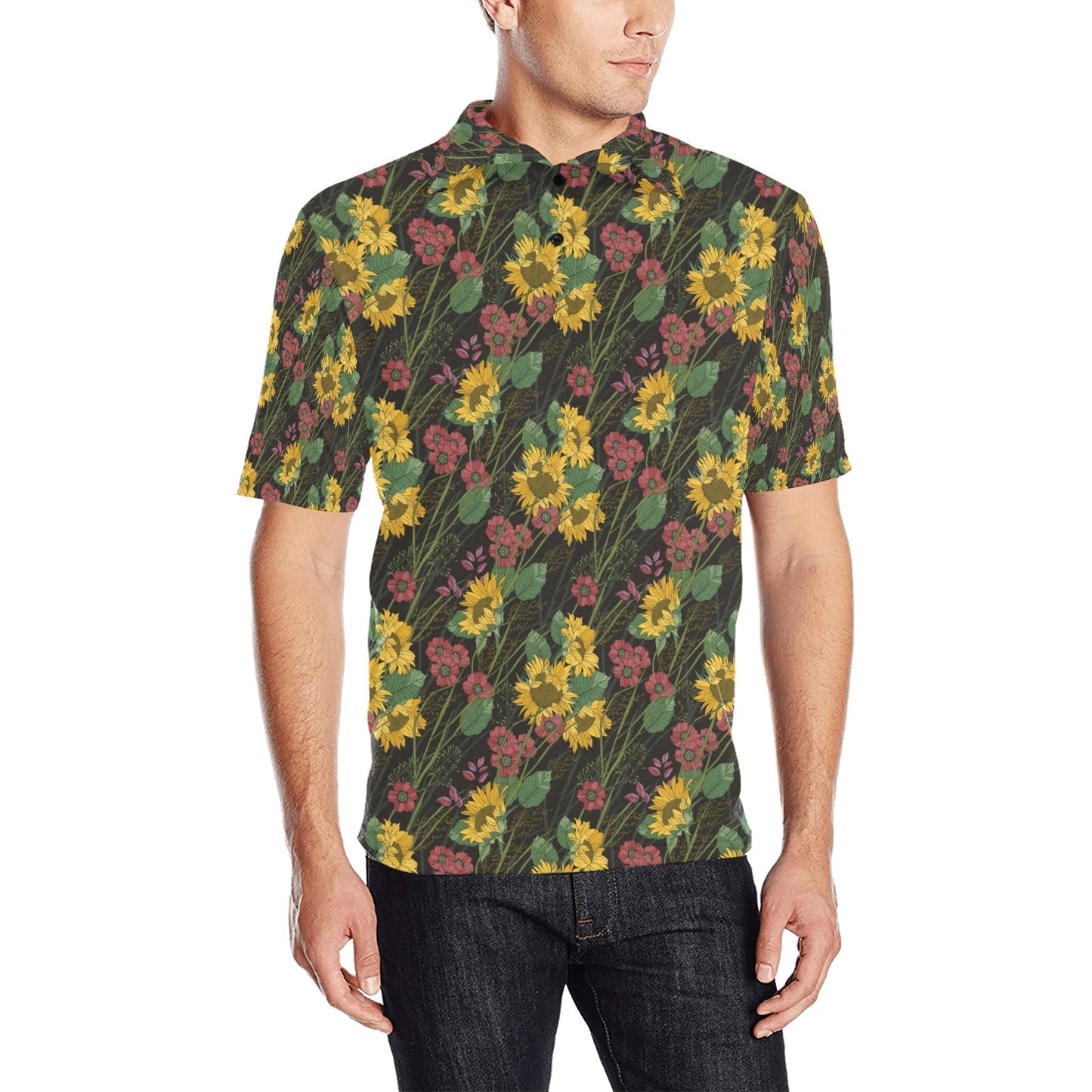Sunflower Print Design LKS303 Men Polo Shirt
