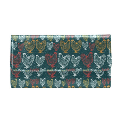 Rooster Hand Draw Design Women's Trifold Wallet
