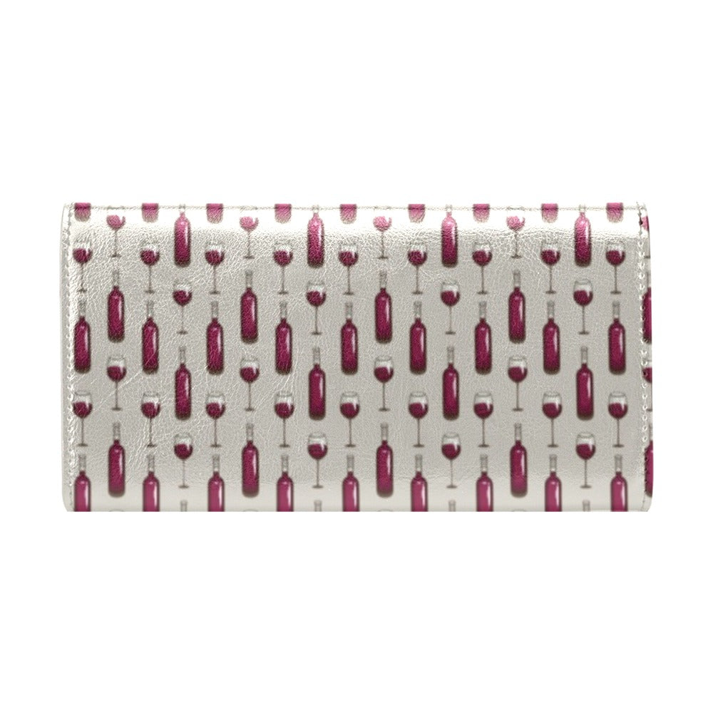 Wine Bottle Pattern Print Women's Trifold Wallet