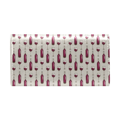 Wine Bottle Pattern Print Women's Trifold Wallet