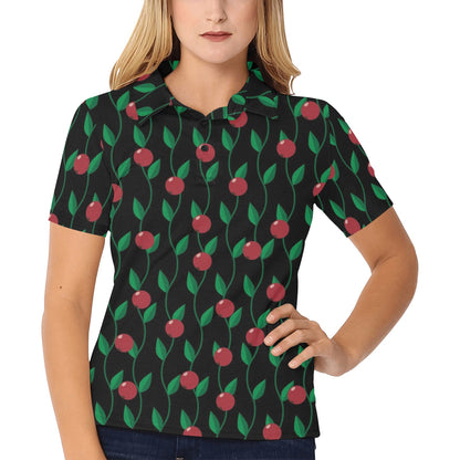 Cranberry Pattern Print Design CB01 Women's Polo Shirt