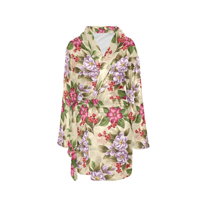 Summer Floral Pattern Print Design SF08 Women's Fleece Robe