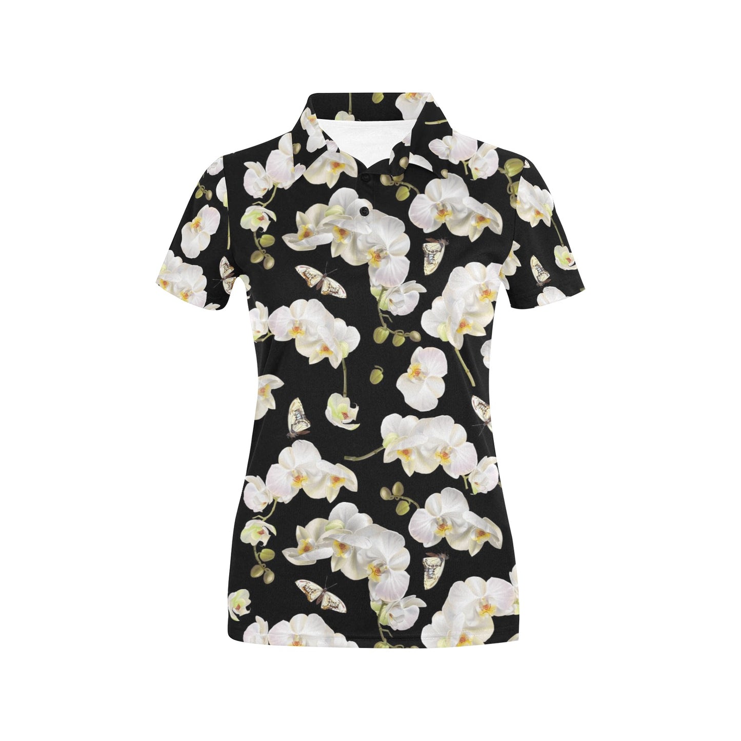 Orchid White Pattern Print Design OR011 Women's Polo Shirt