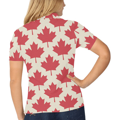 Maple Leaf Pattern Print Design 03 Women's Polo Shirt